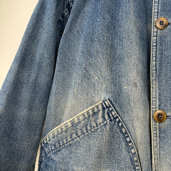 SOLD L.L. Bean Denim Barn Coat Farm Jacket Lined Men’s M Medium Worn In Work - Picture 4 of 16